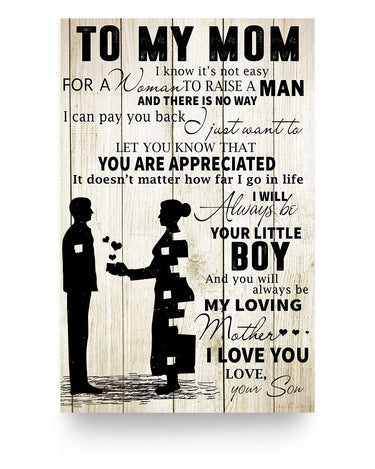 To My Mom Poster from Son - Special Meaningful Gifts Ideas for Mom
